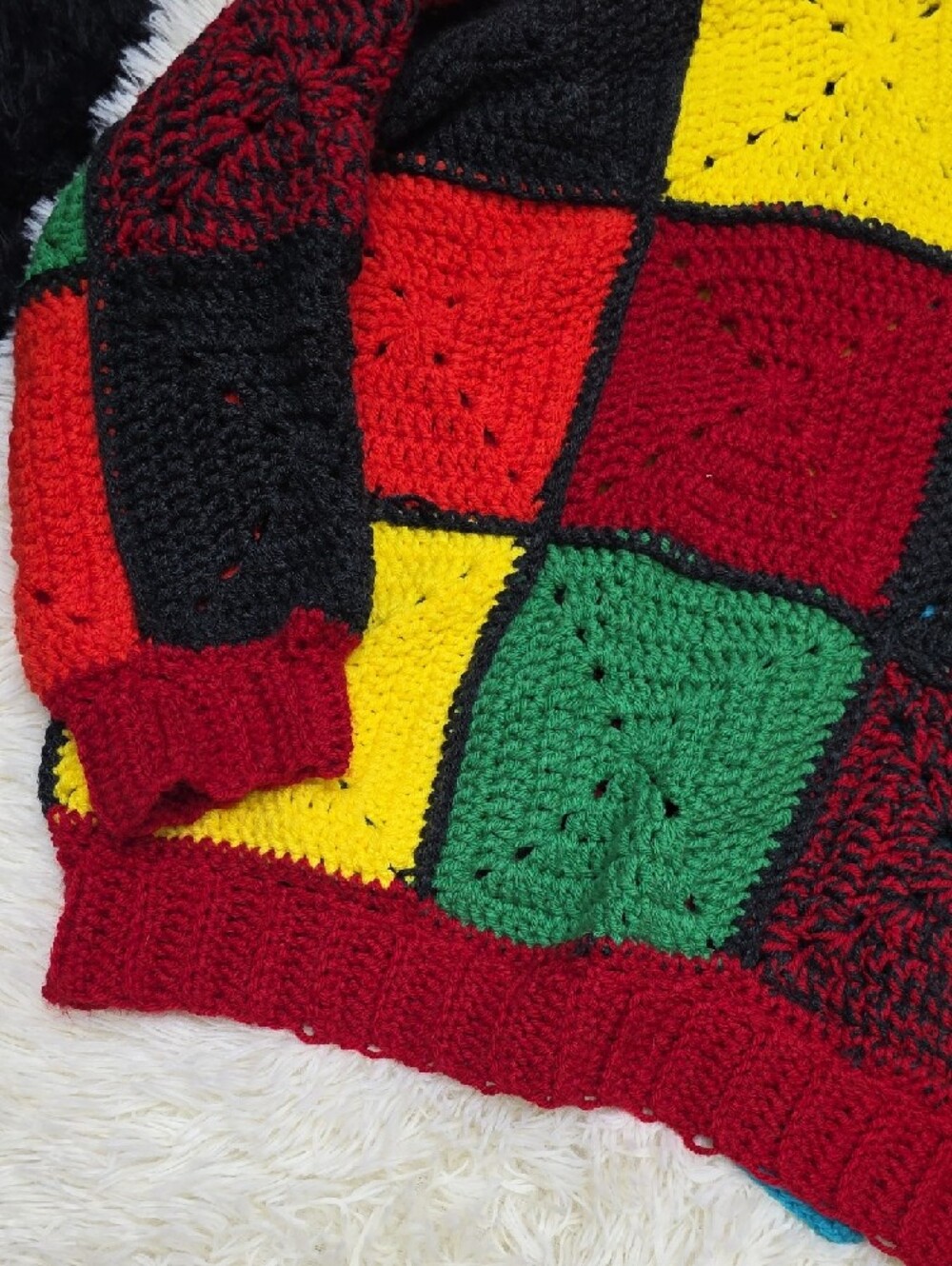 Colorblock Crochet Patchwork Cardigan - Bright Multicolor - Picture 7 of 7